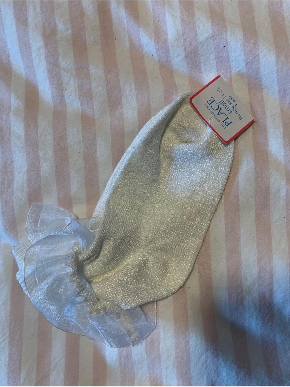 Shimmery White Organza Ruffle Party socks
